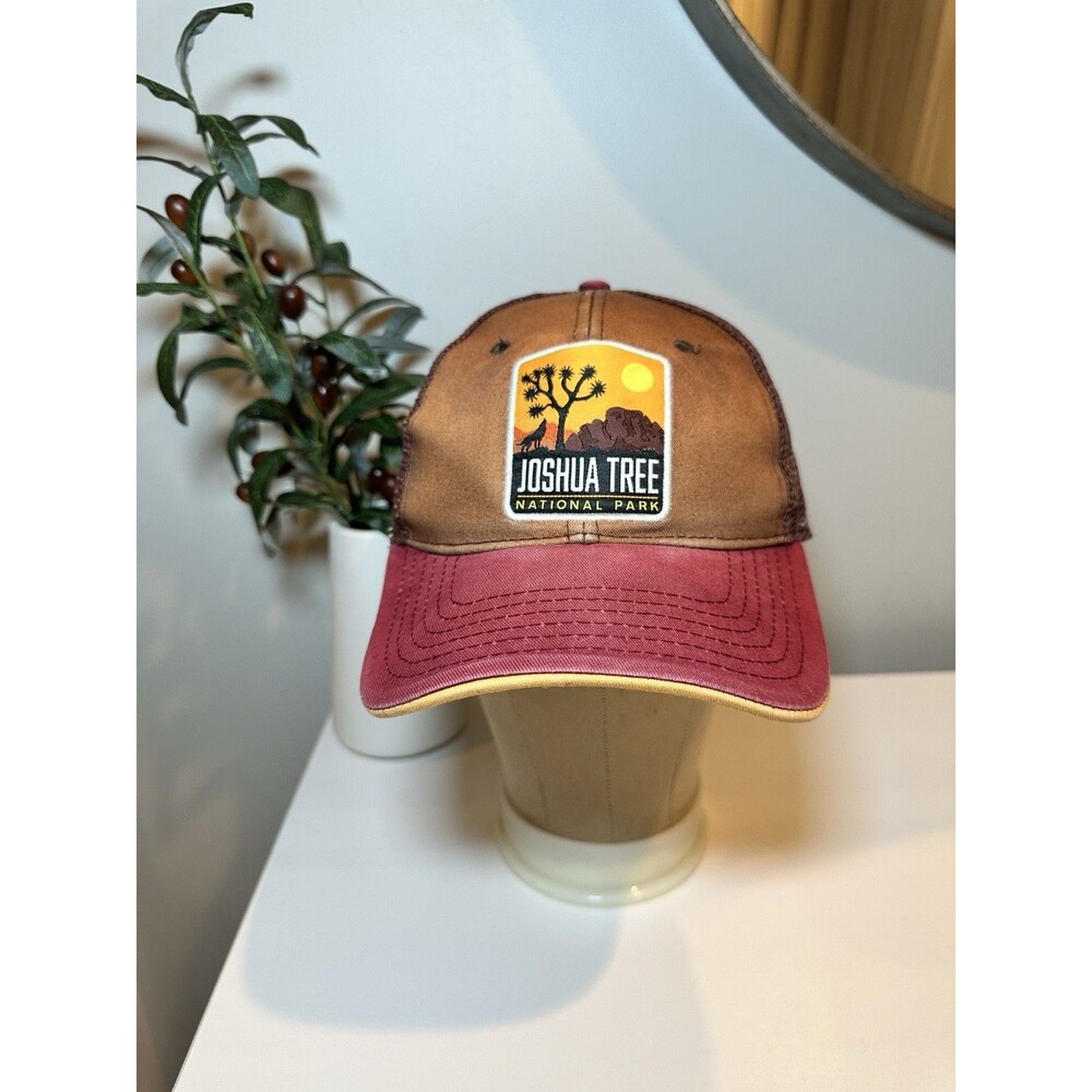Joshua Tree National Park H3 Headwear Trucker Hat Snapback Maroon Brown Patch